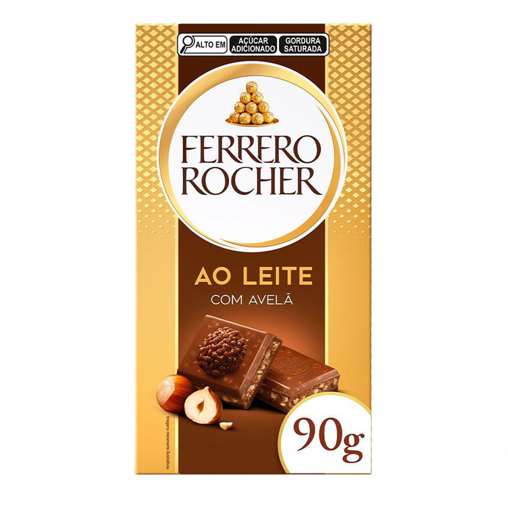 Chocolate Ferrero Rocher Tablete Chocolate Ao Leite com Avelã 90g