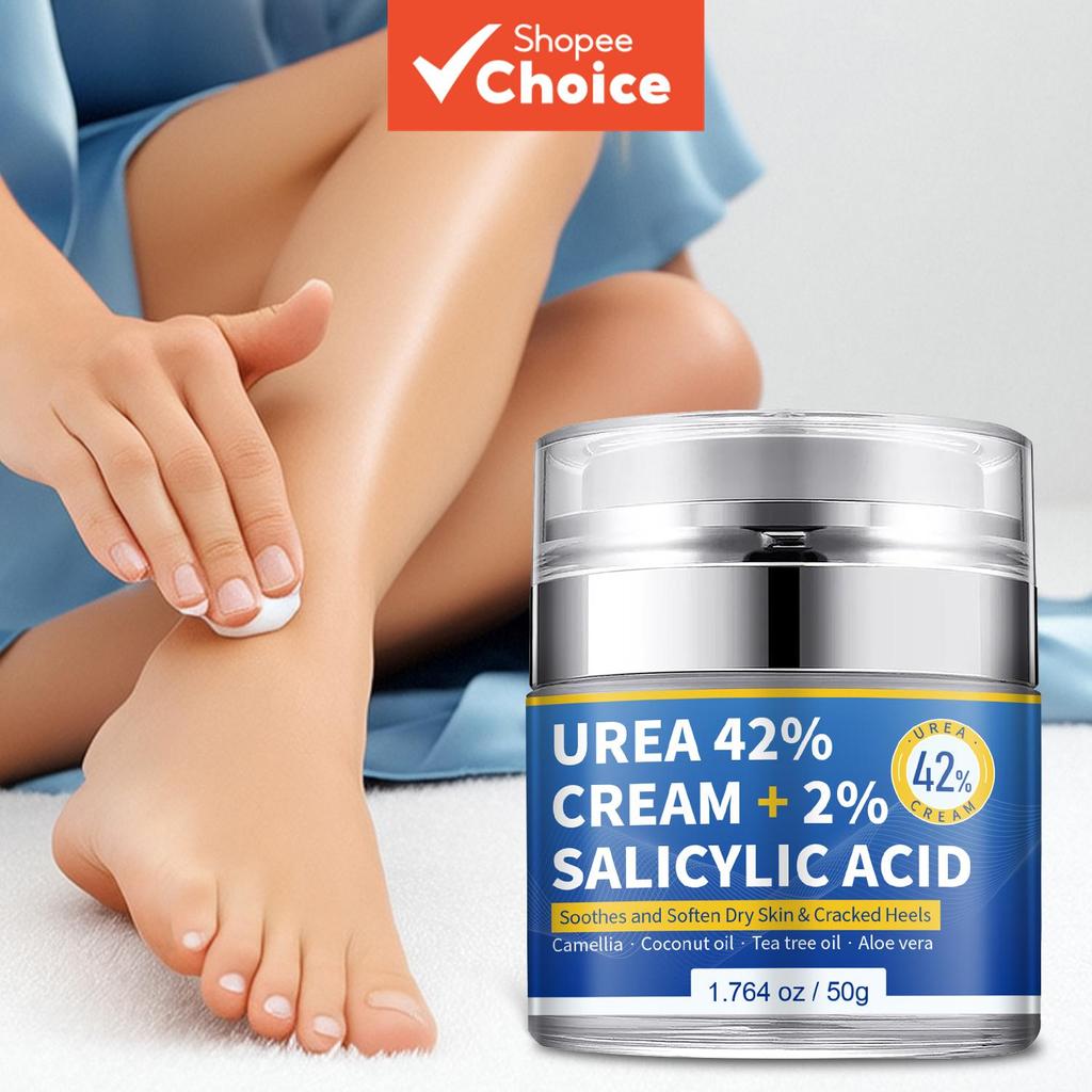  Creme de Ureia 42% com 2% de Ácido Salicílico, Óleo de Coco & Tea Tree - Hidratante Intensivo para Mãos, Calcanhares,