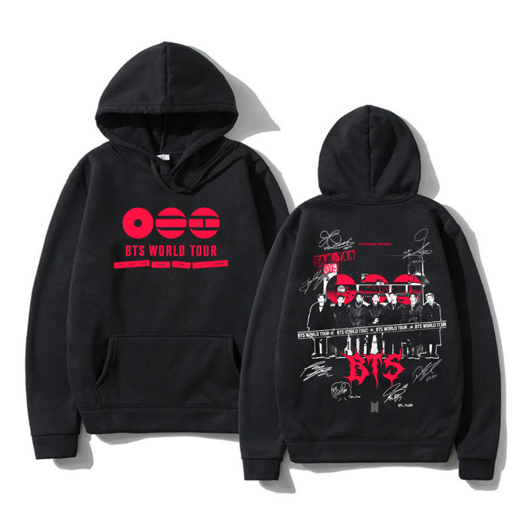 Blusa de Frio Moletom Canguru BTS World Tour Frente e Costa Datas Turnê Brasil 2026  KPOP Army Bangtan Com Bolso