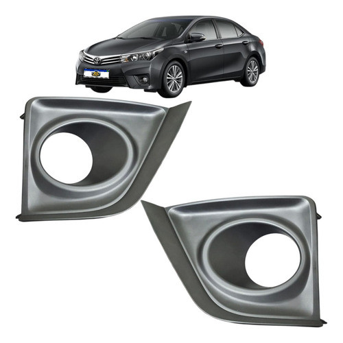 Par Grade Moldura Farol Milha Corolla 2015 2016 2017 Preto Ambos Lados