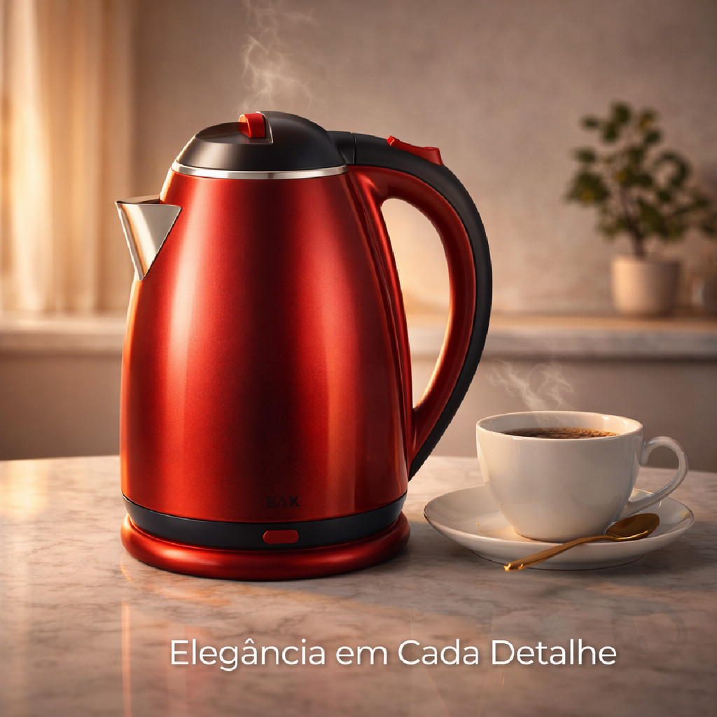 Chaleira Elétrica Bak 1.8l Plástico Vermelho Desliga Automát Vermelho 127v
