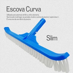 Escova De Nylon Curva Slim Limpeza de Piscinas Todos os Tipos 44cm Sodramar