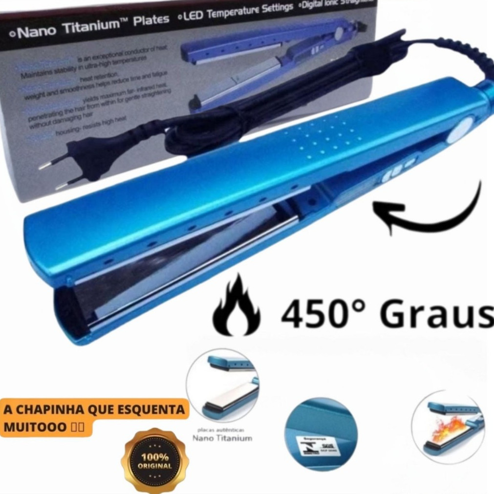 Prancha Chapinha Nano Titanium 450°F Profissional Cabelo Liso Rapido Bivolt 110V/220V
