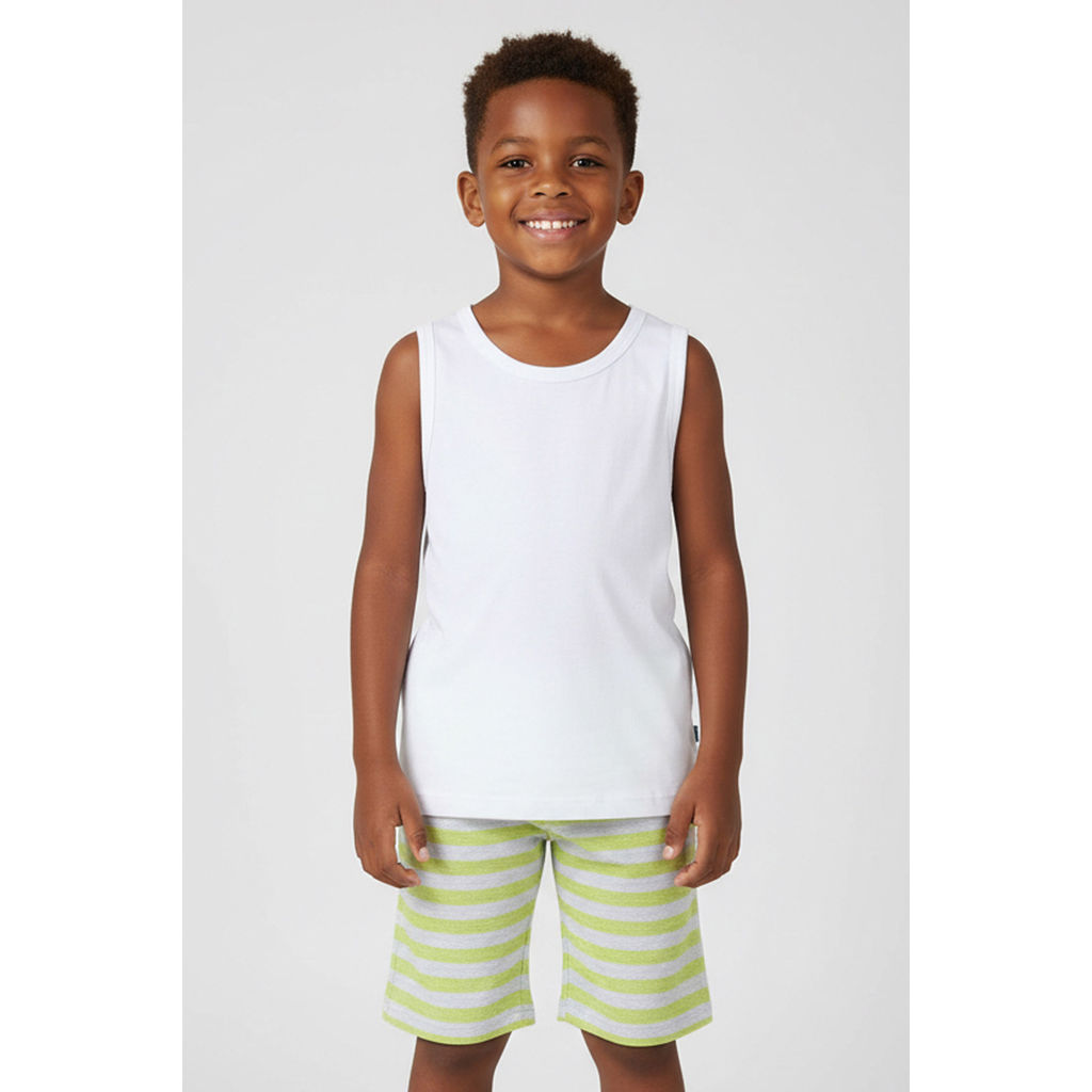 Bermuda Infantil Menino Moletinho Listrado Elian Verde