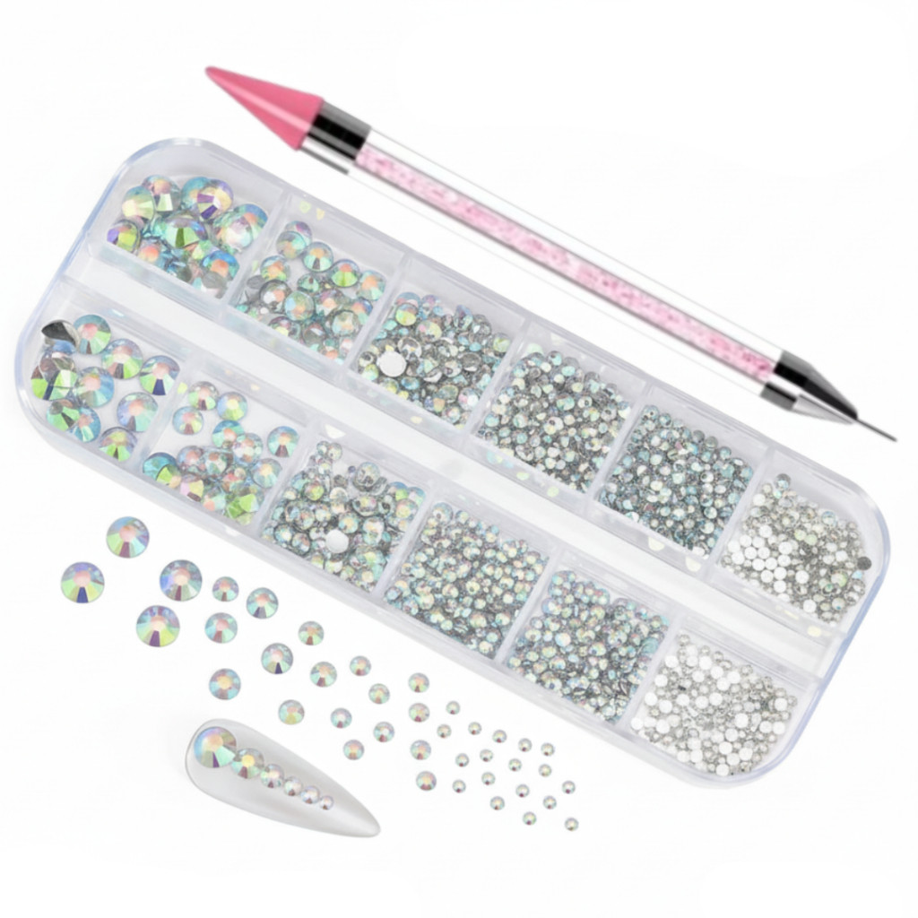 Kit Unha Nail Art Pedrarias Furta Cor Decoração Caneta Pega Strass Profissional