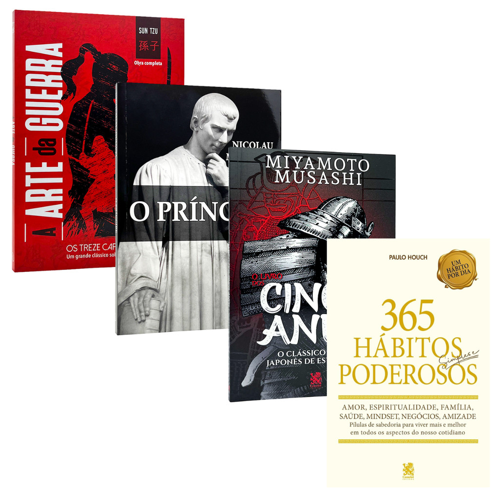 Kit Estratégia e Poder: Arte da Guerra + O Príncipe + Livro dos Cinco Anéis + 365 Hábitos Simples e Poderosos