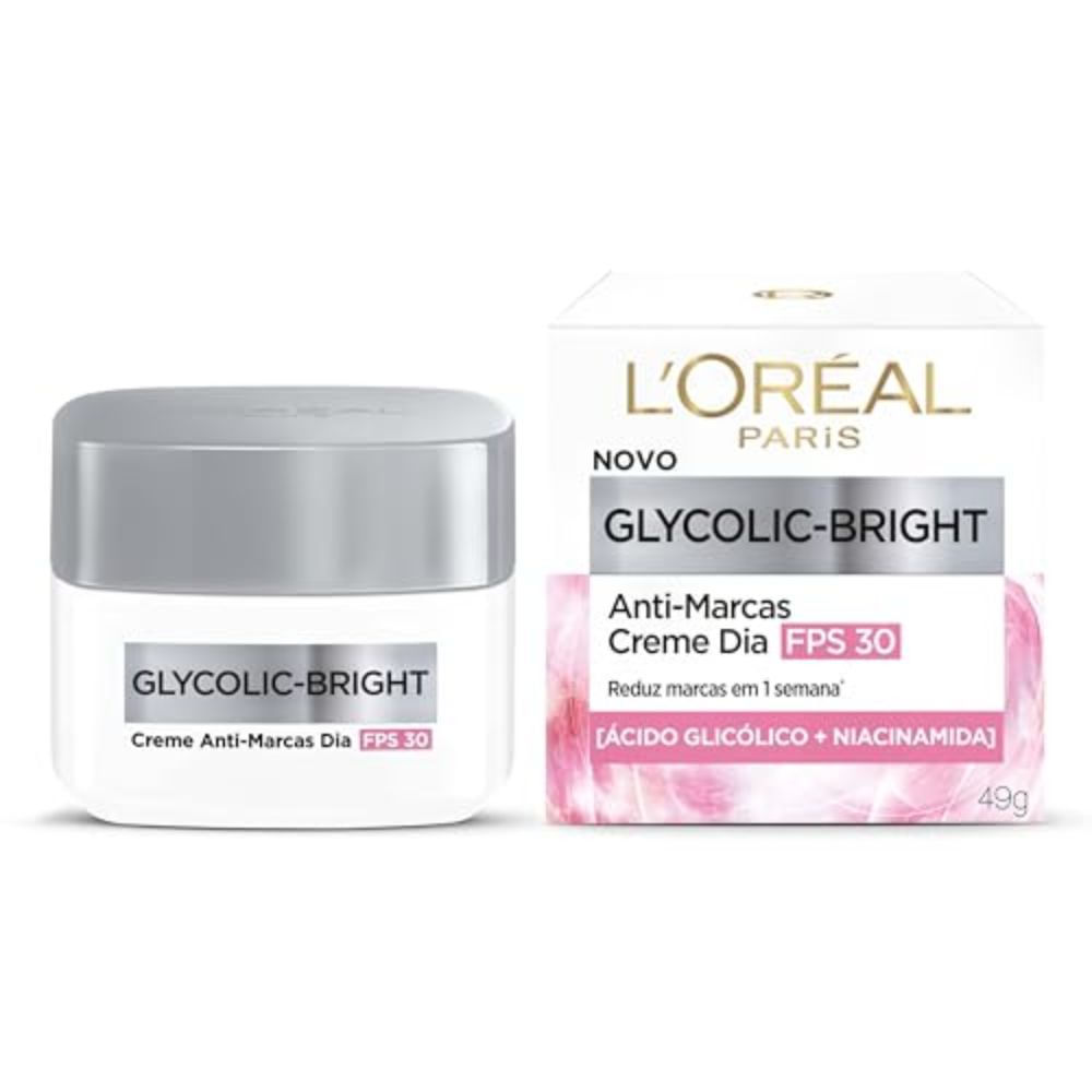 Creme Anti Marcas Loreal Paris Gycolic Bright FPS 30 com 49g em Oferta na Shopee