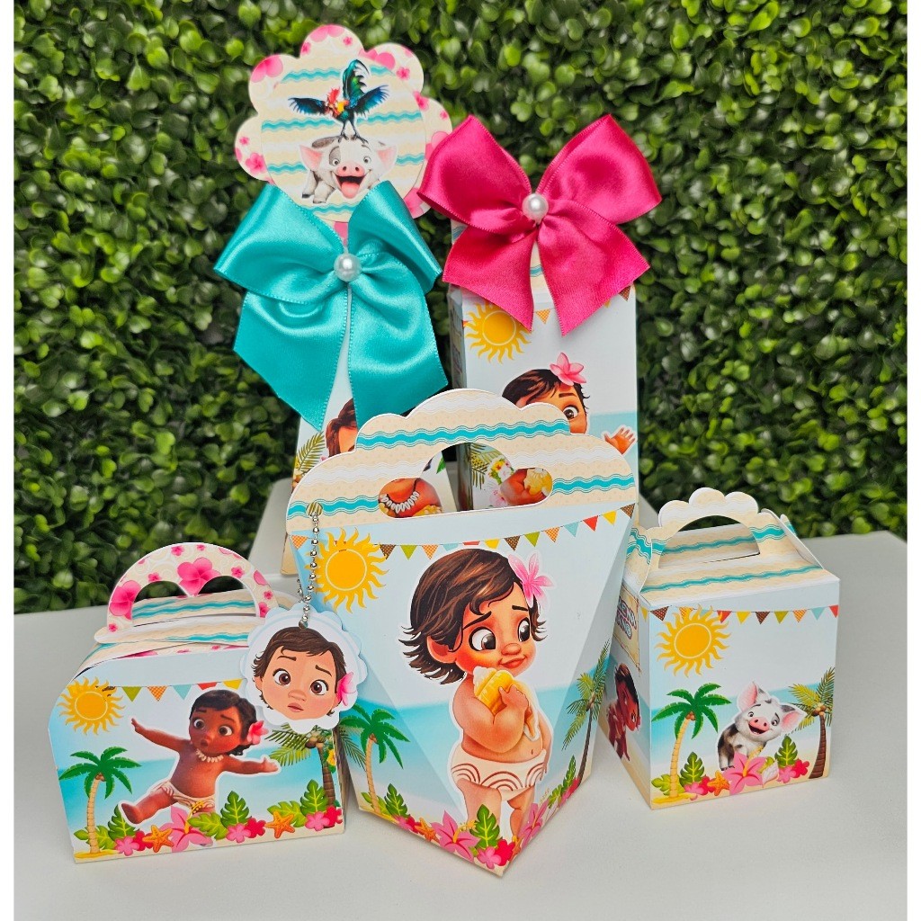 Kit Caixa Montada MOANA BABY - Personalizados - Festa infantil - Aniversário - Lembrancinha