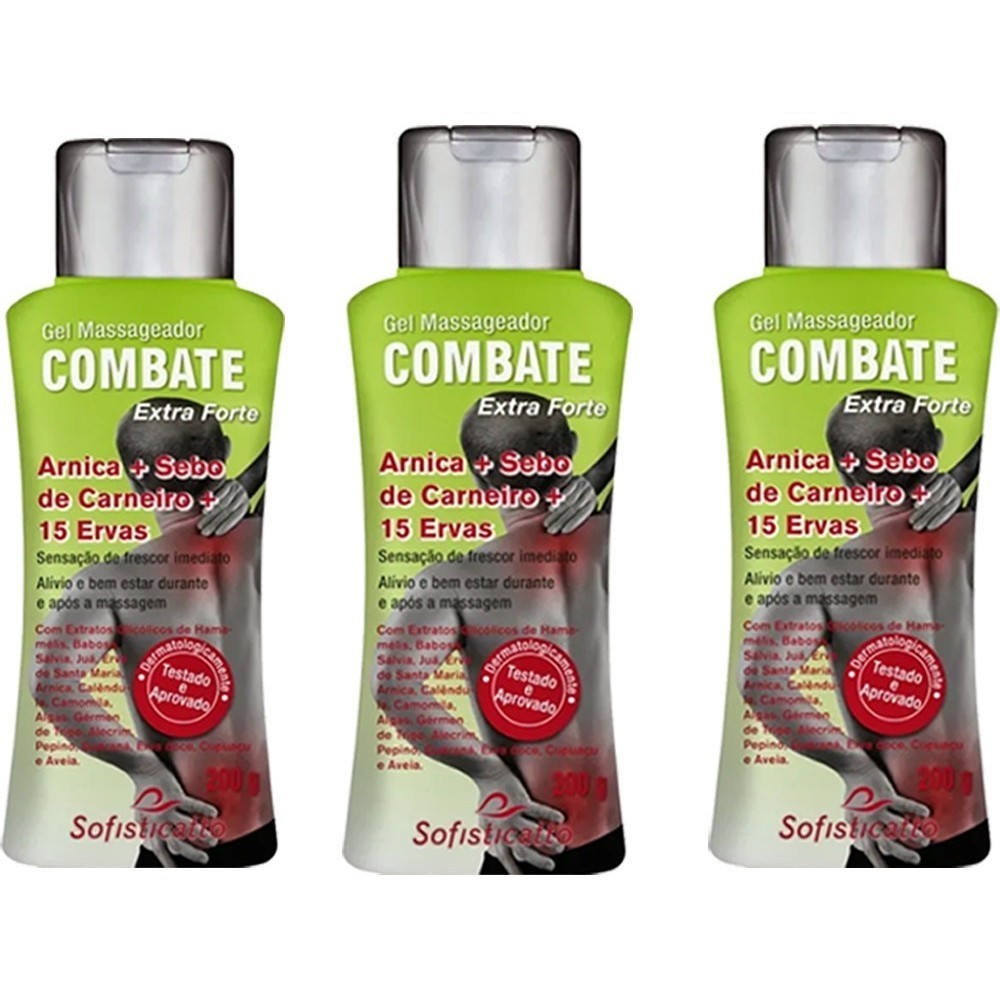 3 Creme Alivia Dor Muscular Sebo De Carneiro + Arnica + 15erva Arnica