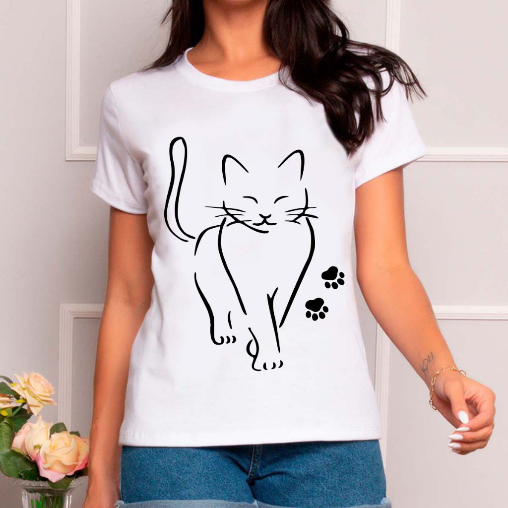 Camiseta 100% Algodão Premium Feminina  Estampa Pet Variadas T-shirt Unissex Envio Rapido