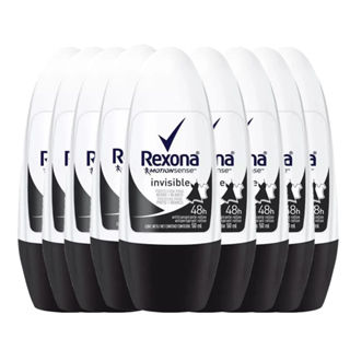 Kit Desodorante Roll On Rexona Invisible Feminino 50ml - 9 Unidades em Oferta na Shopee