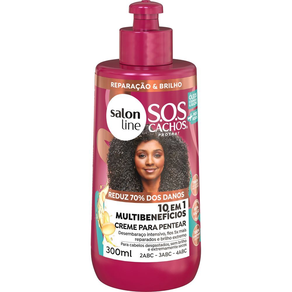 Creme Para Pentear Salon Line SOS Cachos + Poderosos 3ABC -  4ABC 300ml em Oferta na Shopee