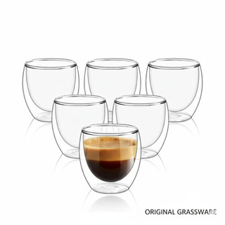 Kit com 6Pcs Vidro Caneca De Café Dupla Isolamento Térmico 90ML