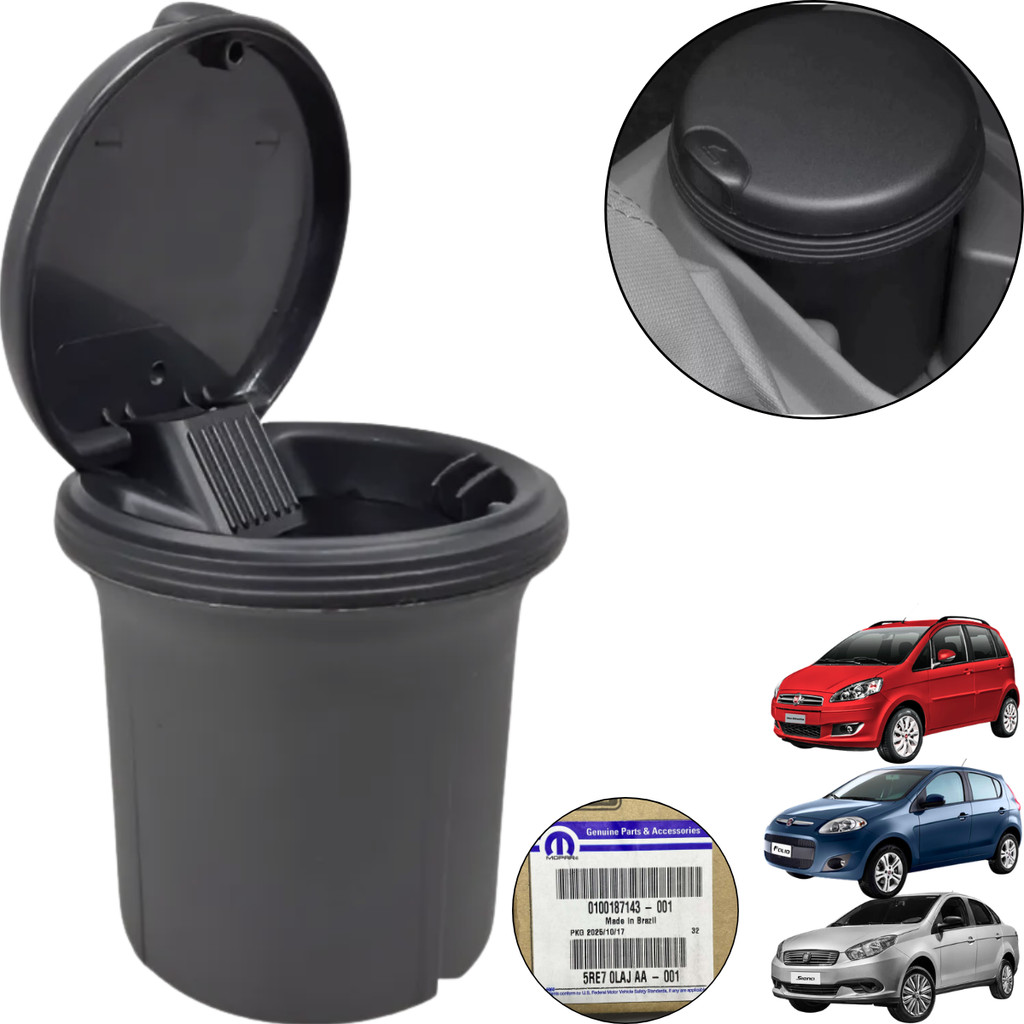 Cinzeiro Porta Moedas Console Central Fiat Novo Palio Grand Siena Idea Original Cinza Escuro Com Nf