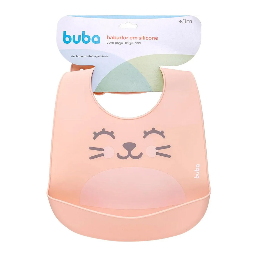 Babador Silicone Buba Impermeável Pega Migalhas Gumy Pêssego