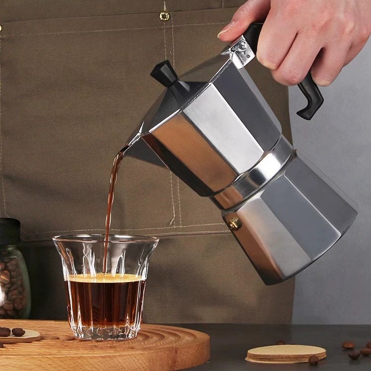 Cafeteira Italiana Alumínio 3 Xícaras Aço Decorada Top Cafeteira Rápida