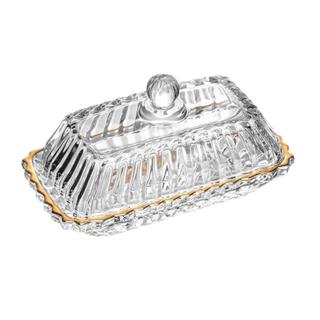 Manteigueira Imperatriz de Cristal com Fio de Ouro Wolff Manteigueira para Mesa Posta Café da Manha e Chá Qualidade Casa