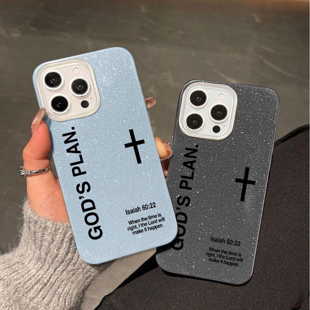 Capinha Capa iPhone Capinhas Diferentes Capinha iPhone Cruz God's Plan Brilho Para 17 16 15 14 13 12 11 Pro Max