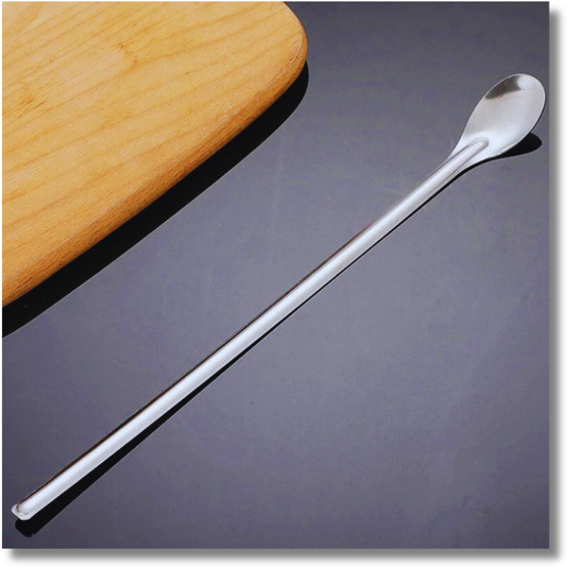 Colher de Suco Inox l Colher Longa para Bebidas, Vitaminas e Drinks Utilidades