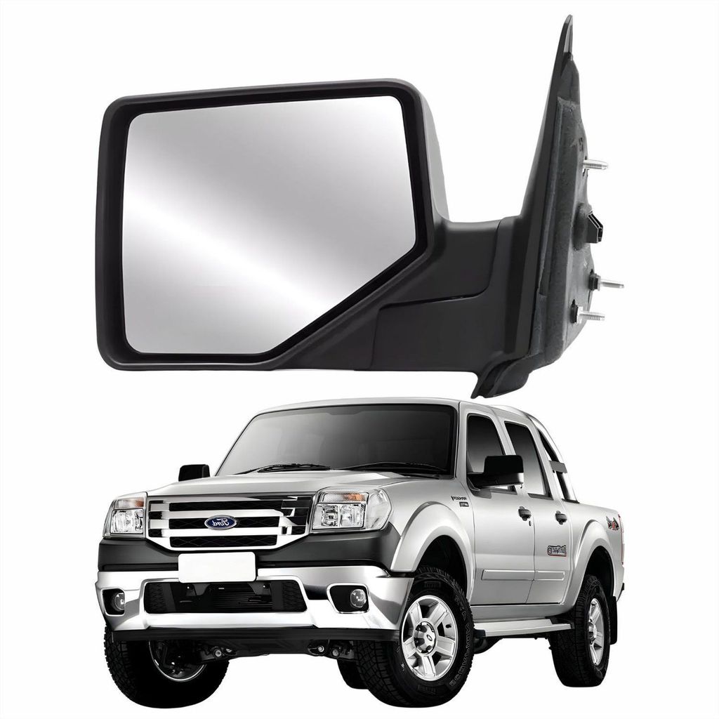 Retrovisor Ford Ranger 2010 2011 2012 Elétrico Com Capa Fixa Preta Lado Esquerdo Motorista
