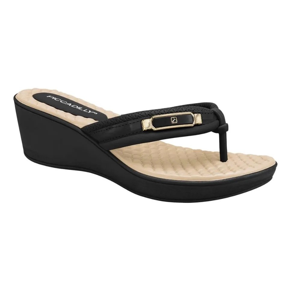 Chinelo Tamanco Piccadilly Anabela Confortável Salto Médio