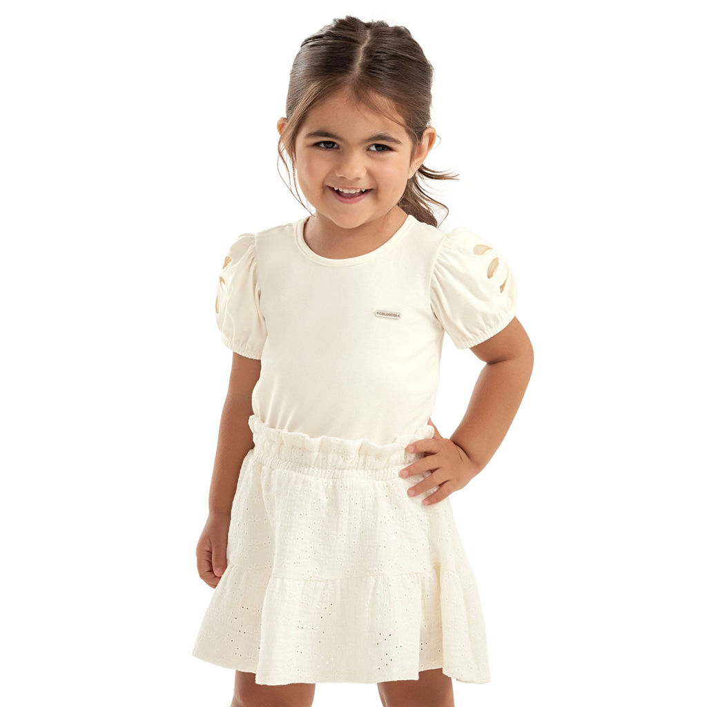 Conjunto Infantil Menina Bordado Vazado Colorittá Bege em Oferta na Shopee