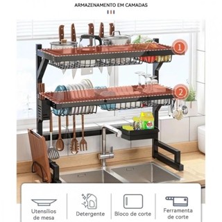 Cozinha Escorredor De Louça Suspenso Bancada Autossustentável 65cm em Oferta na Shopee