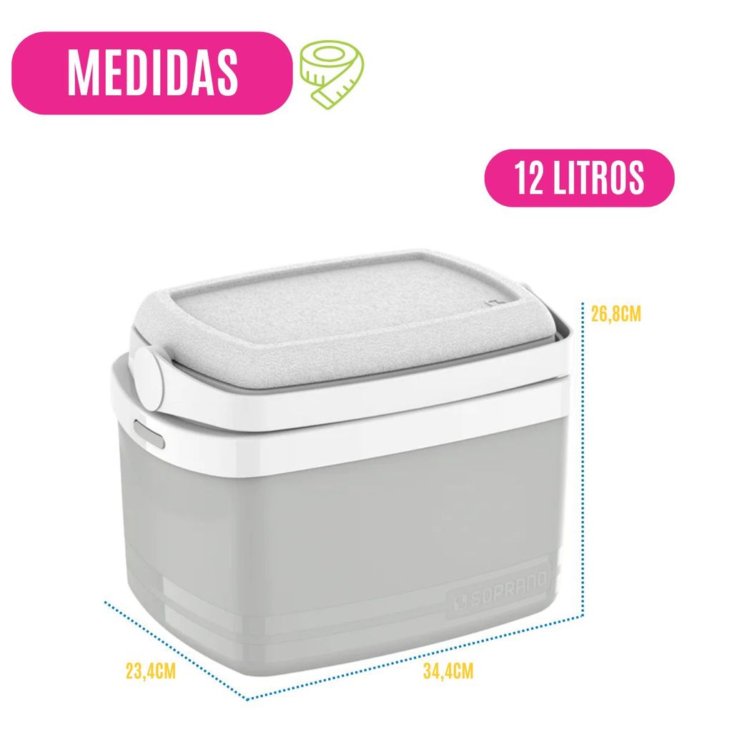 Caixa Térmica 12L Portátil para Praia Parques Camping 13 Horas de Conservação Bebidas Gelo