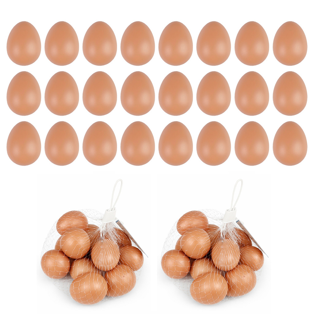 Kit 24 Ovos Falso Plástico Indez Galinha Colorir Pegadinha Marrom-claro