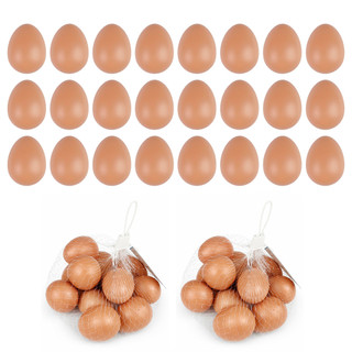 Kit 24 Ovos Falso Plástico Indez Galinha Colorir Pegadinha Marrom-claro