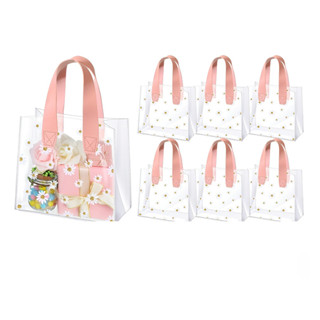 Kit 5 /10 Sacolas Transparentes Com Flores Alça Reforçada Sacola De Presente em Oferta na Shopee