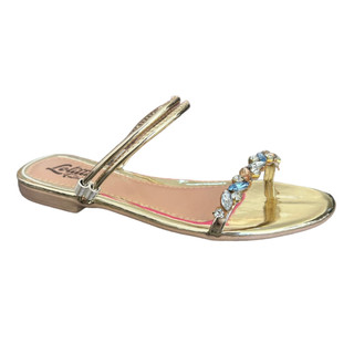 Sandalia Rasteira Pedraria Strass Feminina Delicada
