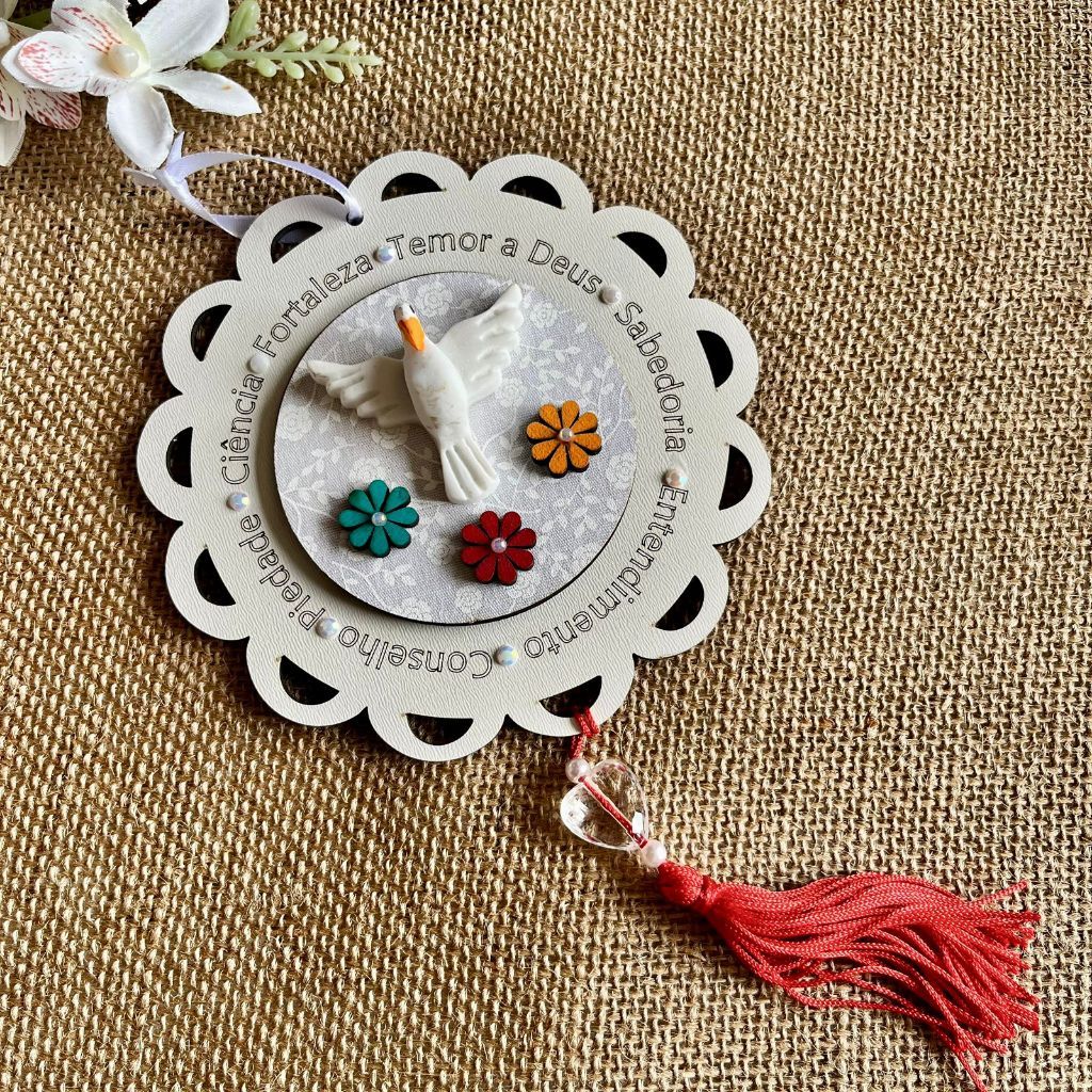 mandala adorno porta divino espirito santo resina 7 dons artesanal mdf decoração porta