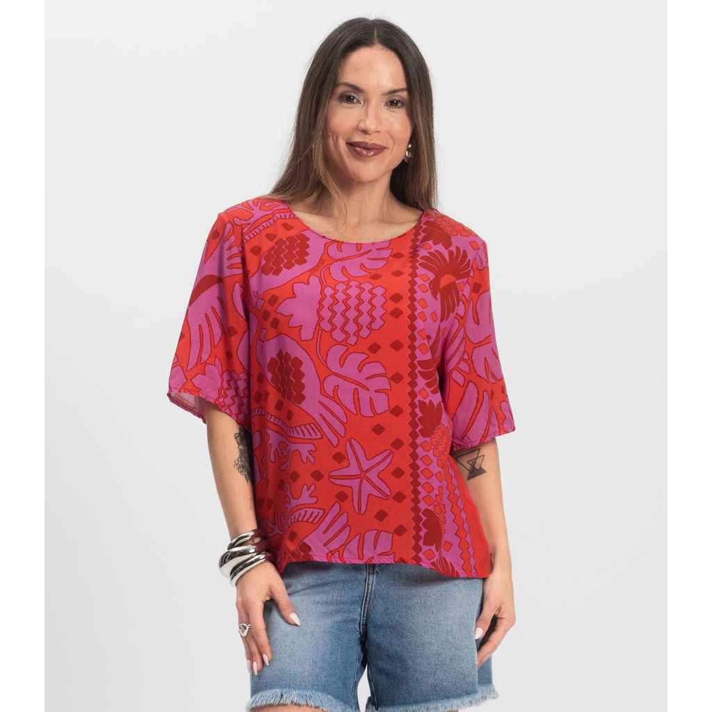 Blusa Feminina Infinita Cor Vermelho em Oferta na Shopee