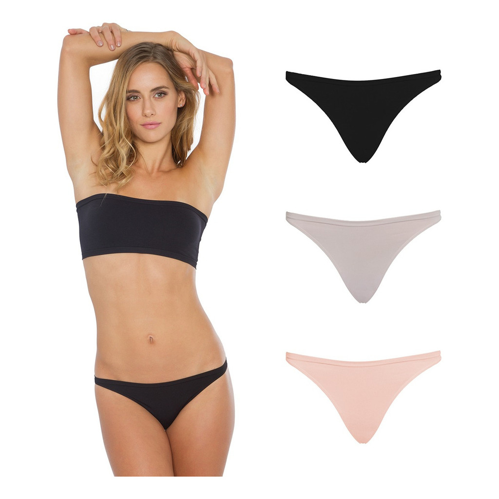 Kit 3 Calcinha Tanga Básica Dia A Dia Plie Super Confortável