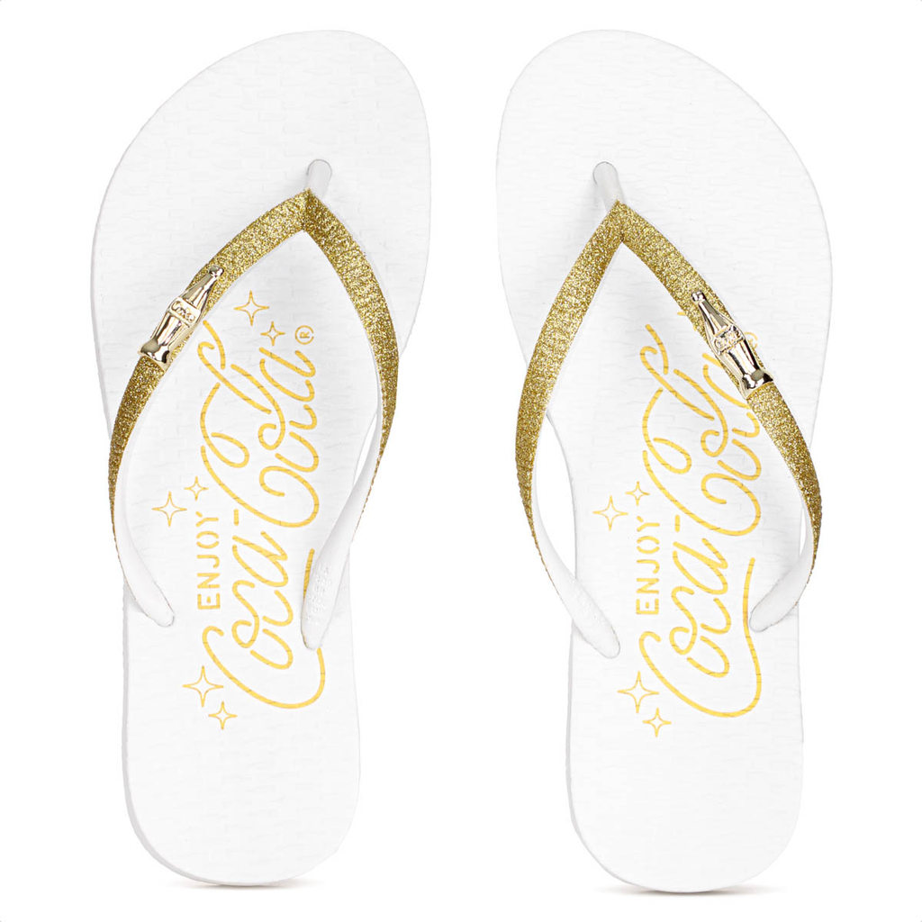 Chinelo Coca Cola Special Branco e Dourado - Feminino