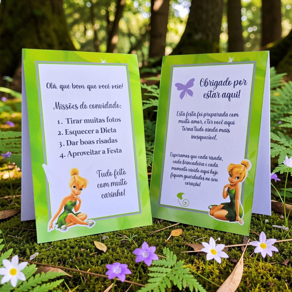 15 Plaquinhas de mesa TINKER BELL Fada Sininho - Centro de mesa Lembrancinha de festa infantil