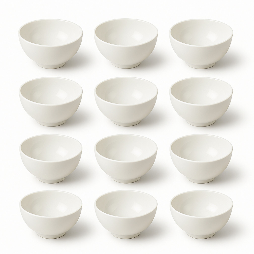Kit 12 Tigelas Cumbuca Bowl Melamina 400 ml Açaí Caldos Sorvete Sobremesas Cozinha Branca
