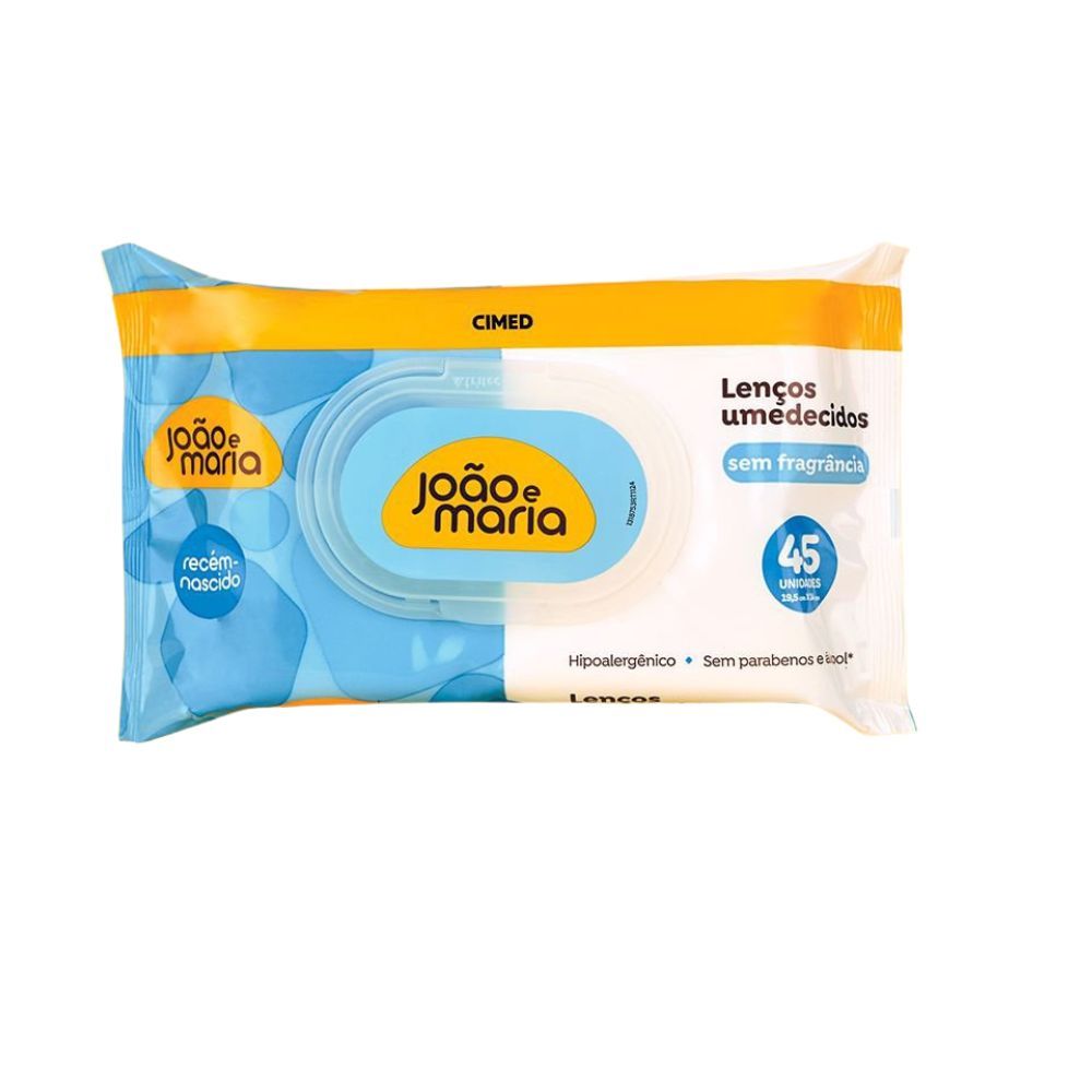 Lenços Umedecidos Cimed João e Maria Sem Fragrância 45 Unidades em Oferta na Shopee