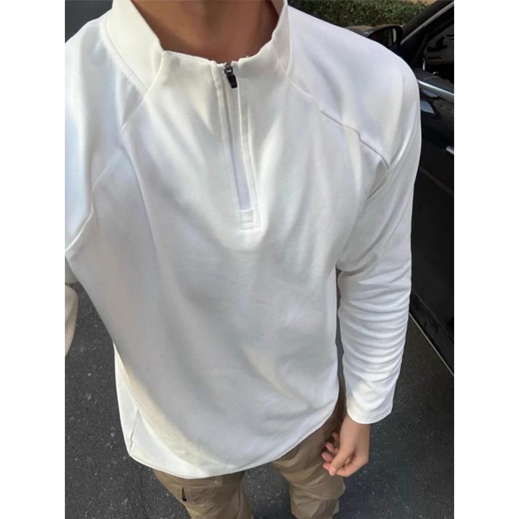 Esportes casuais roupas de Fitness de manga comprida roupas de treinamento masculino primavera verão meia palma gola alt