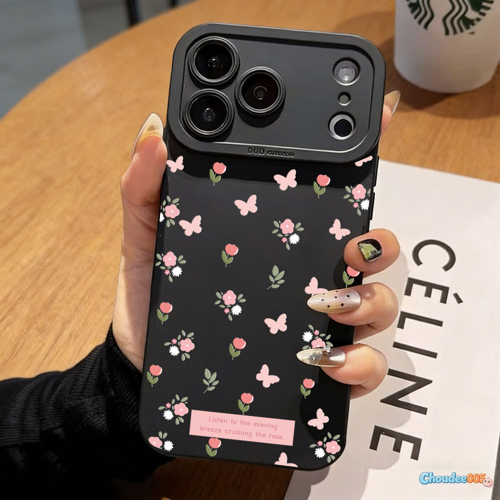 Capa Macia Para iPhone 17 Pro Max 13 11 16 15 14 12 Xs XR 7 8 Plus Flor Borboleta De Telefone em Oferta na Shopee