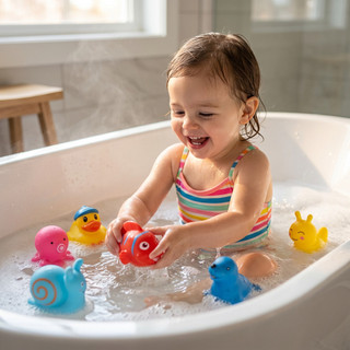 Kit 6/8 Bichinhos Para Banheira De Banho/Piscina Brincar Na Água Brinquedo Que Flutua Patinho