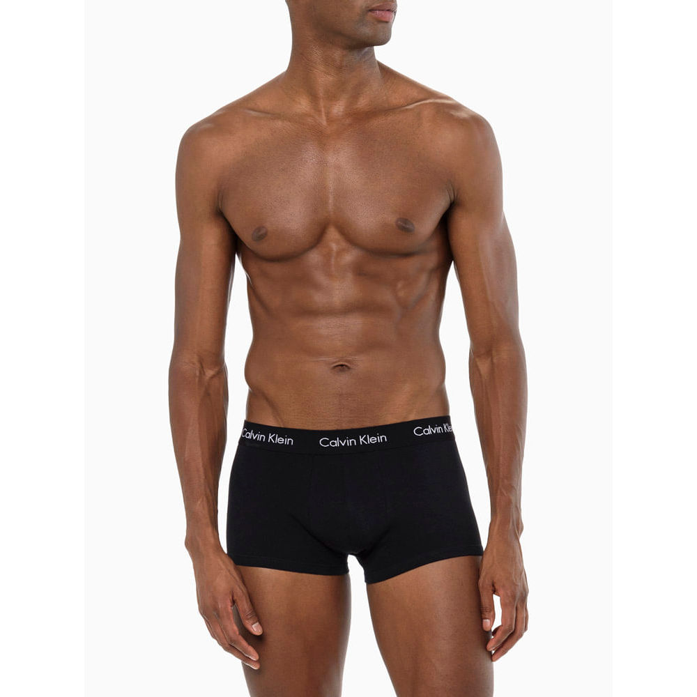 Kit 3 Cuecas Low Rise Trunk Classic Cintura Baixa Calvin Klein Underwear - Preto