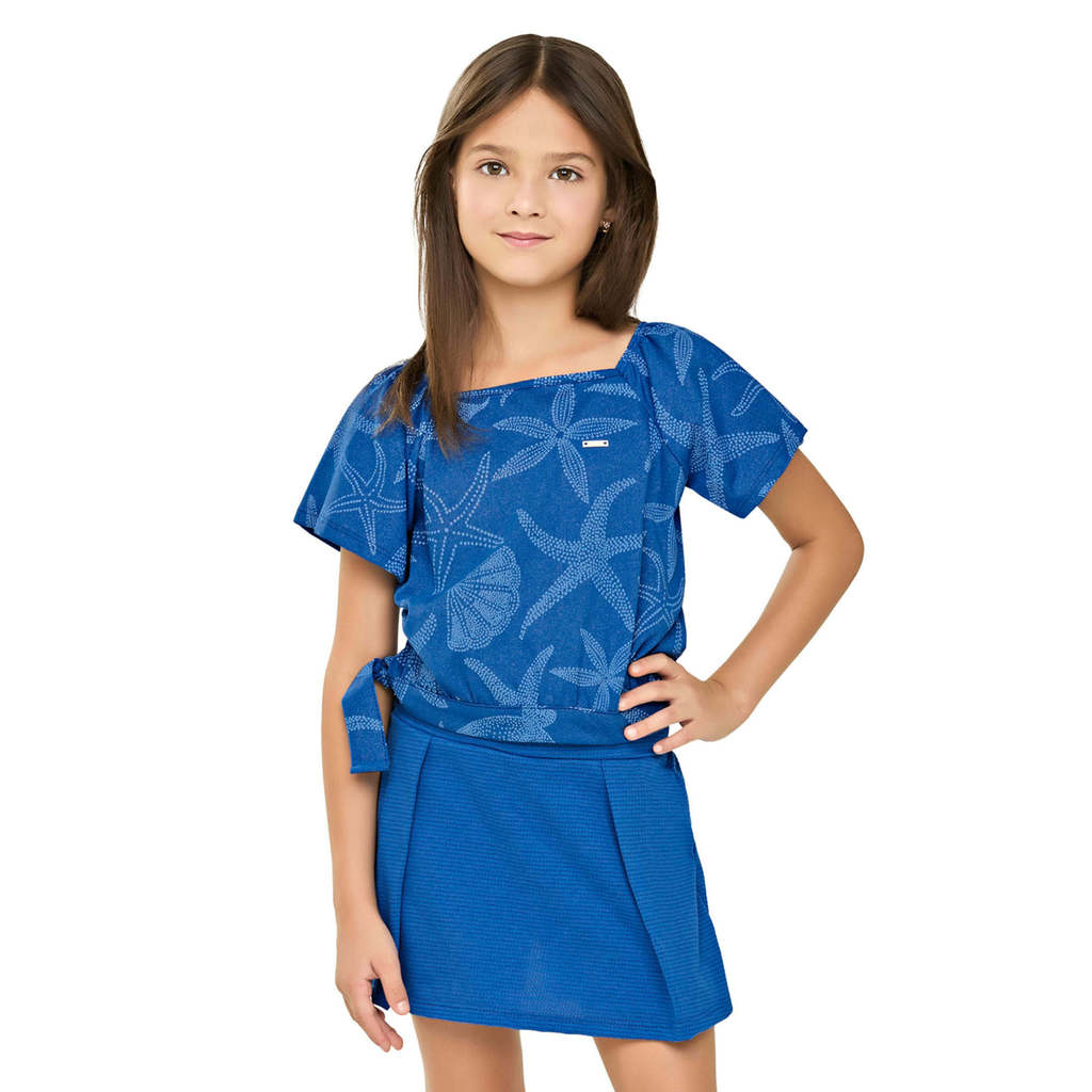 Conjunto Infantil Menina Estrela-do-Mar Elian Azul em Oferta na Shopee