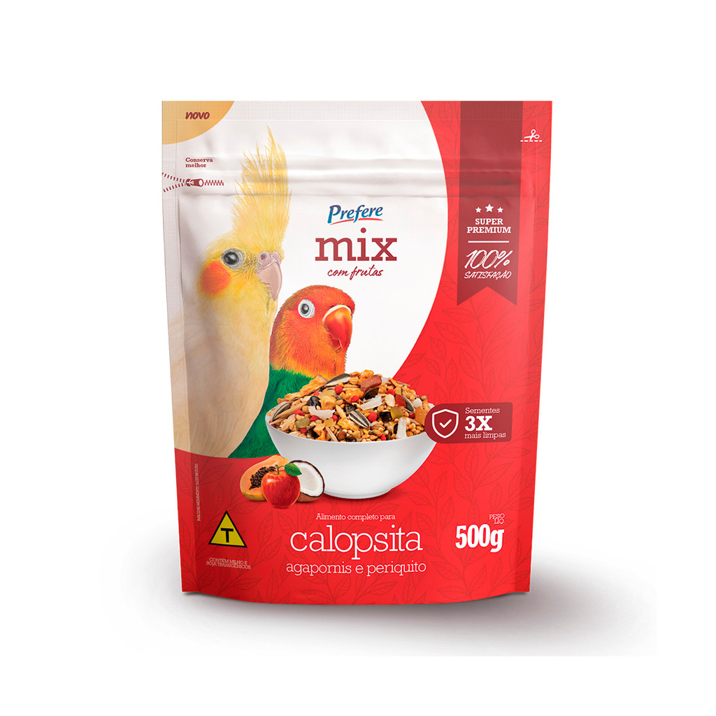 Prefere Mix Calopsita, Agapornis, Periquito com Frutas (500g) em Oferta na Shopee