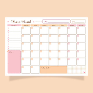Planner Mensal de Mesa A4 - 52 folhas - Organize seu mês com Foco e Intenção