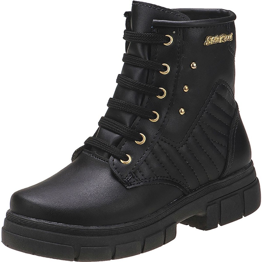 Bota Coturno Feminino Stilo Rosê Tratorada Cano Baixo Confortável-2550