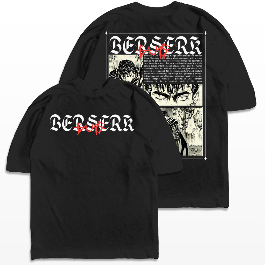 [Camiseta Premium em Algodão Puro]VU Camiseta Oversized Berserk Anime Manga Streetwear Harajuku Aesthetic Camisa Unissex