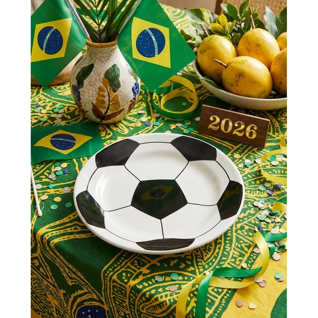 Prato de Sobremesa Bola de Futebol Copa do Mundo Cerâmica Scalla Unitário em Oferta na Shopee