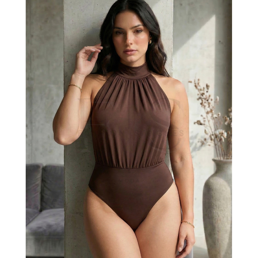 Body Feminino Regata Gola Colar Suplex Moda Evangelica Gringa Blogueira Luxo Elegante Blusa Casual